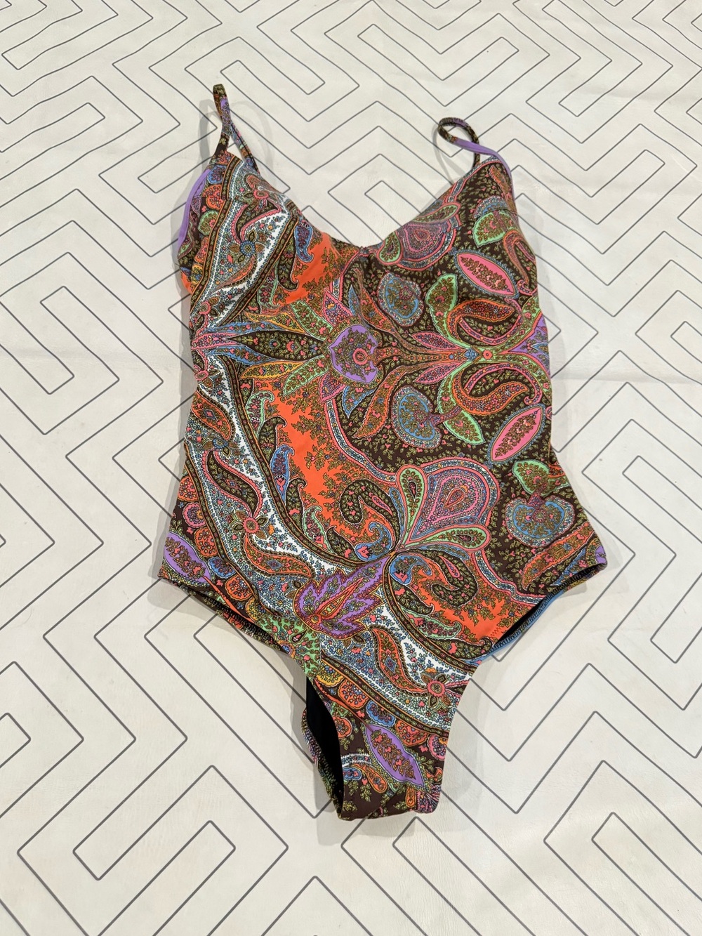 Zingara Brown and Orange Paisley One-Piece Swimsuit